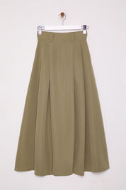 Mink Pleated Maxi Length Woven Skirt