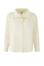 Cream Oversized Collar Button-Up Shirt – AtikaStyle