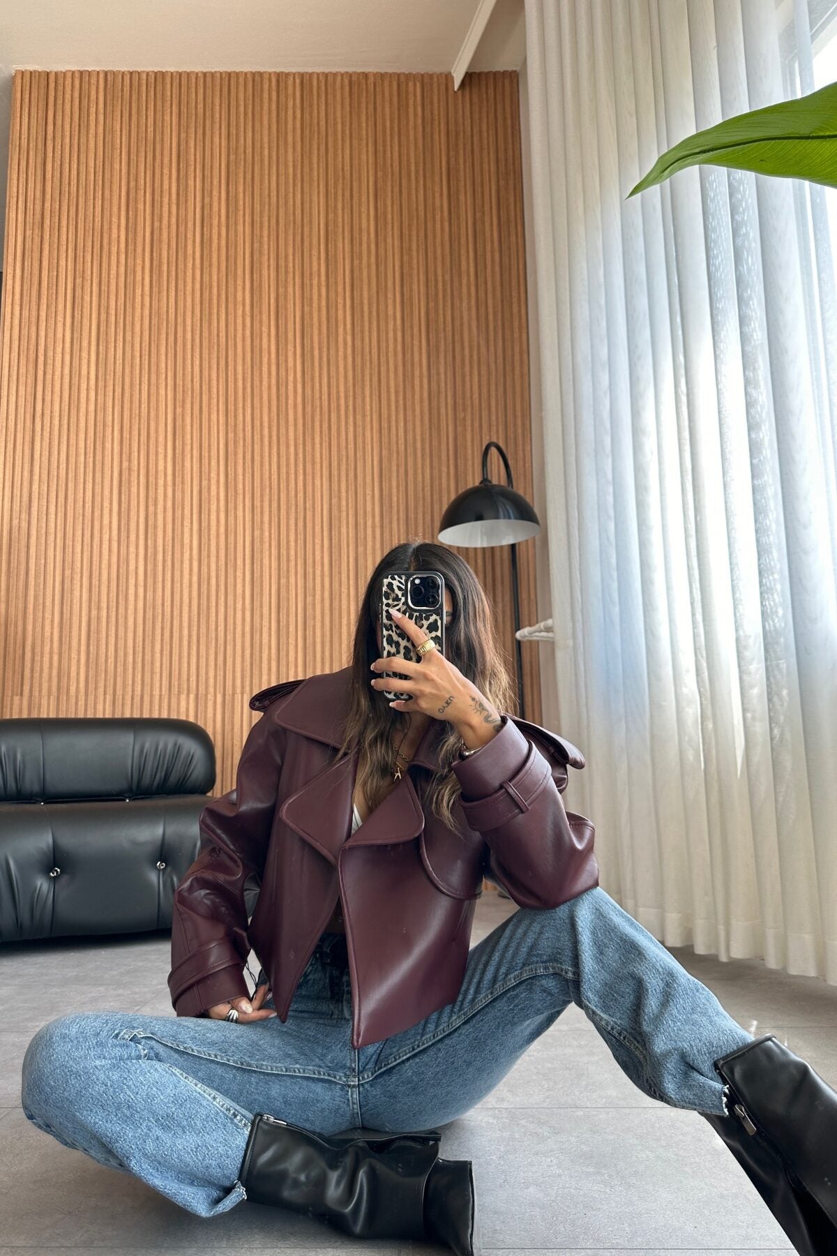 Cropped Burgundy Faux Leather Jacket – Bold Trendy Outerwear