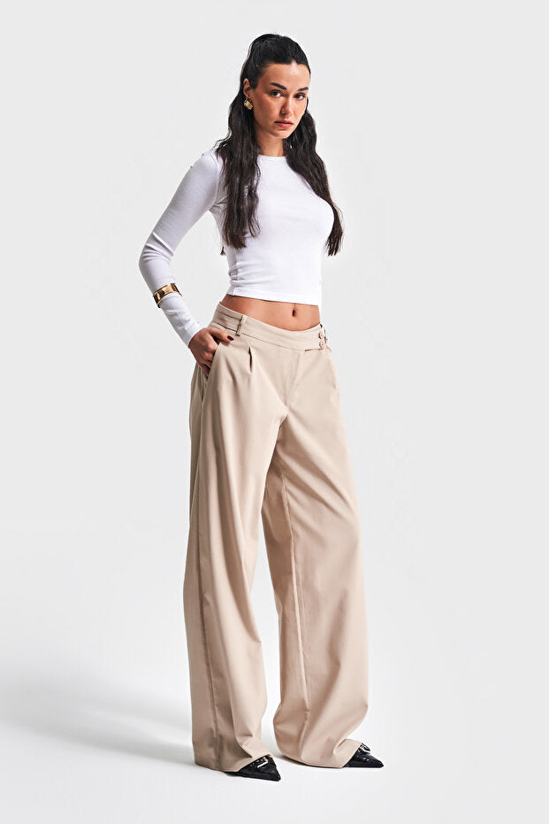 Charcoal Wide-Leg Tailored Trousers – AtikaStyle