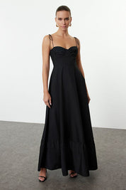 Women’s White Bustier Maxi Slip Dress – Elegant Spaghetti Strap Gown | Atikastyle