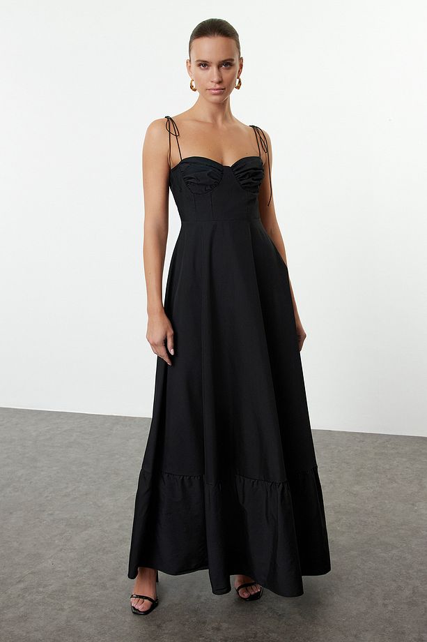 Women’s White Bustier Maxi Slip Dress – Elegant Spaghetti Strap Gown | Atikastyle