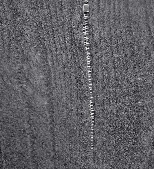 grey zip sweater, women’s knit cardigan, casual chic knitwear, ribbed sweater jacket, cozy women’s zip-up, fall winter knitwear 2025, everyday layering cardigan, Atikastyle sweater, neutral knitwear, modern knit zip-up
