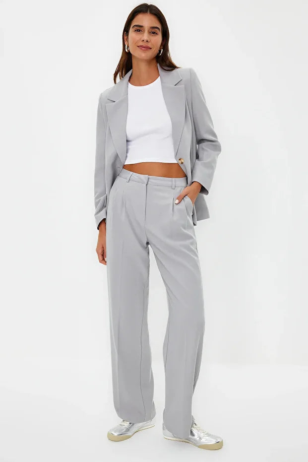 Olive Green High-Waist Tailored Pants – AtikaStyle