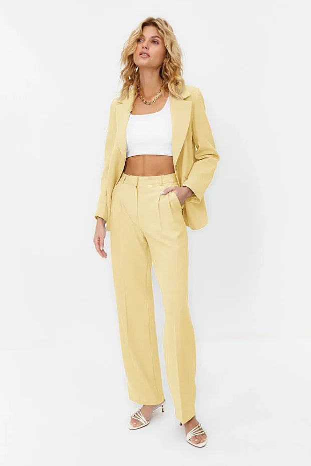 Olive Green High-Waist Tailored Pants – AtikaStyle