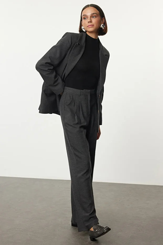 Olive Green High-Waist Tailored Pants – AtikaStyle