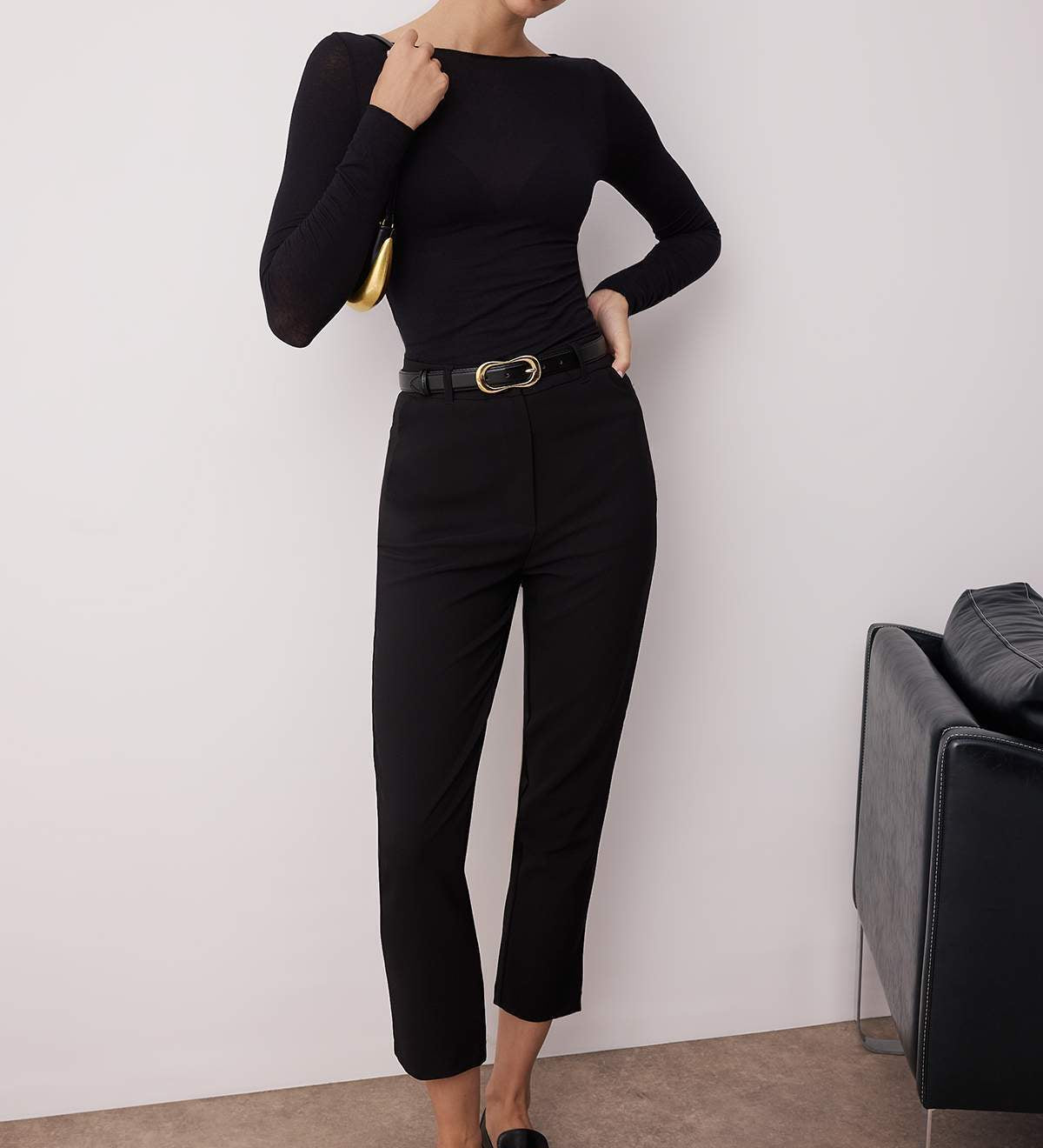 Trendyolmilla Chic Woven Cigarette Pants: Sleek, Stretchy, Narrow Leg Comfort