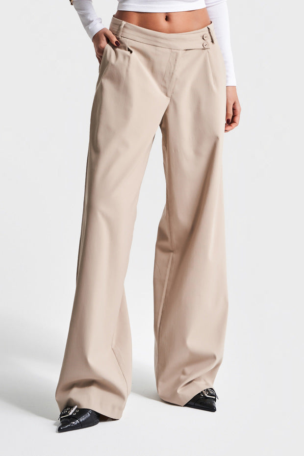 Charcoal Wide-Leg Tailored Trousers – AtikaStyle