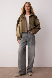 Trendyolmilla Women's High-Waist Baggy Grey Denim Jeans - Relaxed Fit