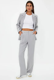 Olive Green High-Waist Tailored Pants – AtikaStyle