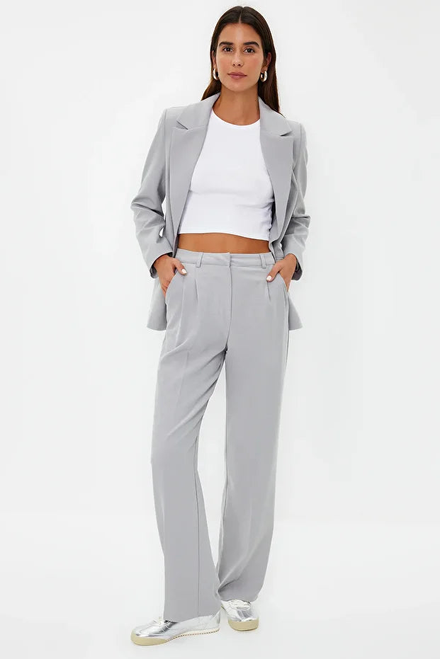 Olive Green High-Waist Tailored Pants – AtikaStyle