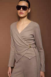 Trendyolmilla Mink Knit Two-Piece Set, Cozy Long Sleeve Top and Straight Leg Pants