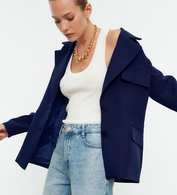 Women’s Oversized Mink Tailored Blazer – Classic Workwear Jacket | Atikastyle