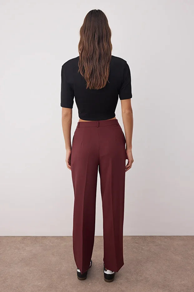 Olive Green High-Waist Tailored Pants – AtikaStyle