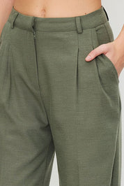 Olive Green High-Waist Tailored Pants – AtikaStyle