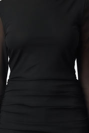 Elegant Black Bodycon Tulle Knit Maxi Dress for Evening & Graduation