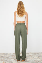 Olive Green High-Waist Tailored Pants – AtikaStyle