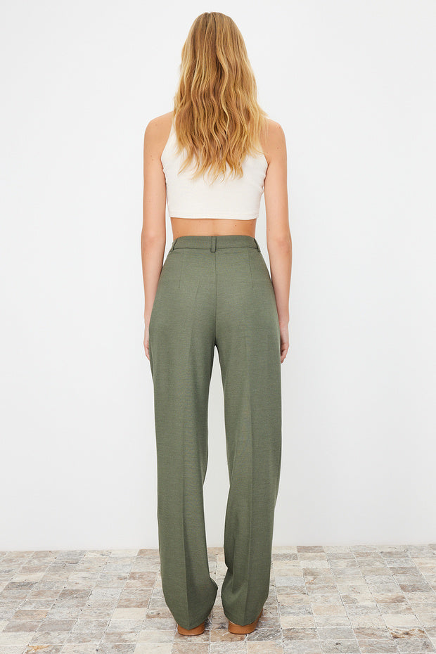 Olive Green High-Waist Tailored Pants – AtikaStyle