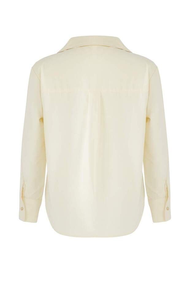 Cream Oversized Collar Button-Up Shirt – AtikaStyle