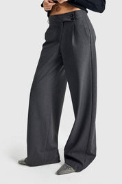 Charcoal Wide-Leg Tailored Trousers – AtikaStyle