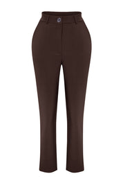 Women’s Slim-Fit Beige Tailored Trousers – High Waist Ankle Pants | Atikastyle
