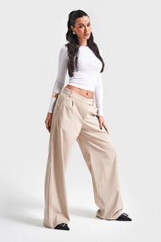 Charcoal Wide-Leg Tailored Trousers – AtikaStyle