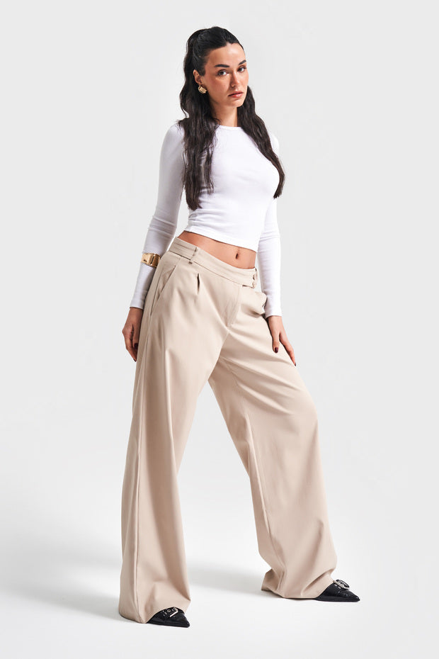 Charcoal Wide-Leg Tailored Trousers – AtikaStyle