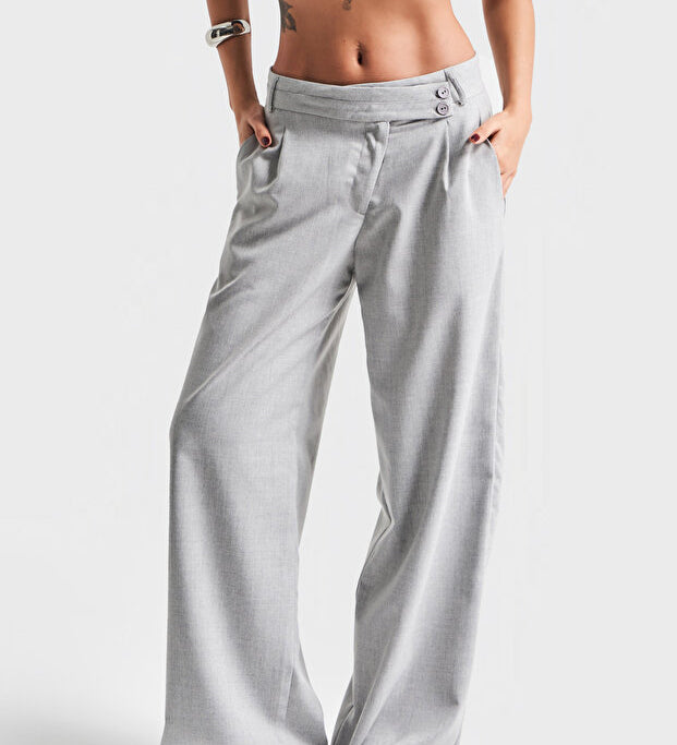 Charcoal Wide-Leg Tailored Trousers – AtikaStyle