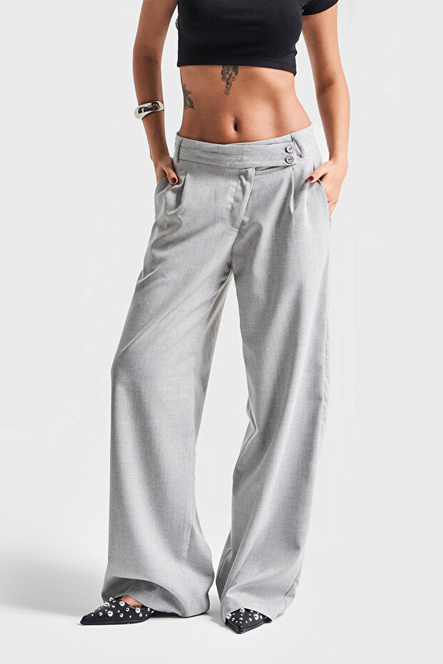 Charcoal Wide-Leg Tailored Trousers – AtikaStyle