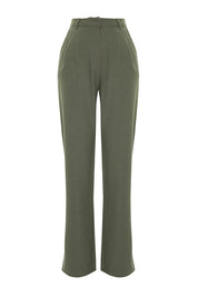 Olive Green High-Waist Tailored Pants – AtikaStyle
