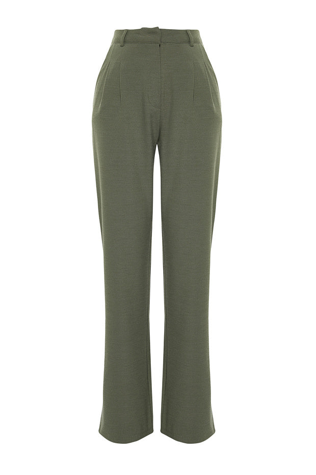 Olive Green High-Waist Tailored Pants – AtikaStyle