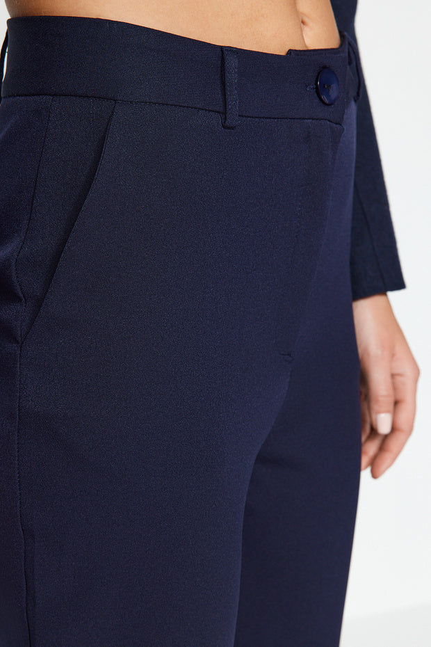 Women’s Slim-Fit Beige Tailored Trousers – High Waist Ankle Pants | Atikastyle