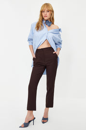 Trendyolmilla Chic Woven Cigarette Pants: Sleek, Stretchy, Narrow Leg Comfort