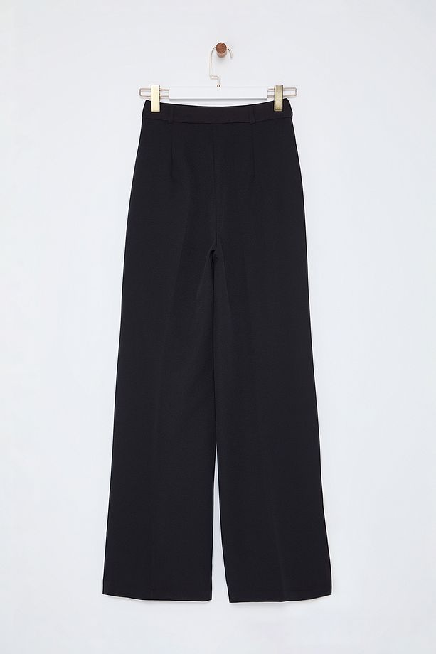 Women’s High-Waisted Beige Wide-Leg Trousers – Tailored Workwear Pants | Atikastyle