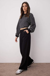 Women’s High-Waisted Beige Wide-Leg Trousers – Tailored Workwear Pants | Atikastyle