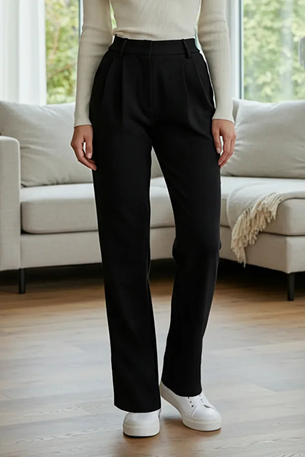 Olive Green High-Waist Tailored Pants – AtikaStyle