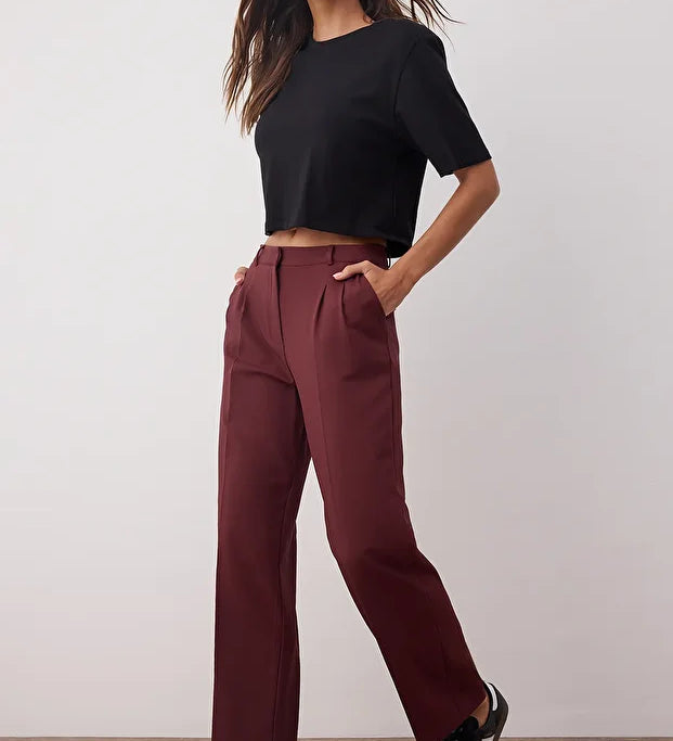 Olive Green High-Waist Tailored Pants – AtikaStyle