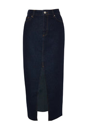 Black Denim High-Waist Slit Maxi Skirt – AtikaStyle