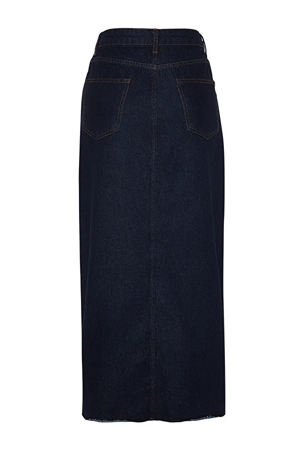 Black Denim High-Waist Slit Maxi Skirt – AtikaStyle