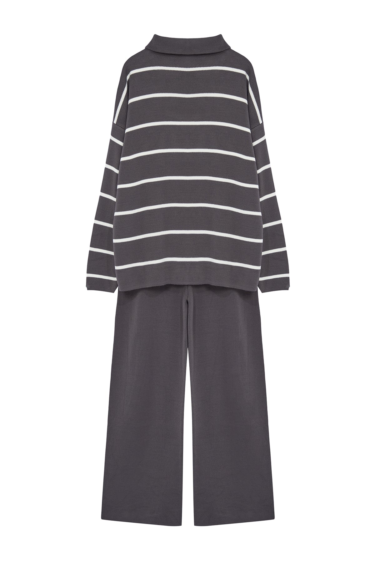  Women's Anthracite Oversized Zippered Knit Sweater & Pant Set