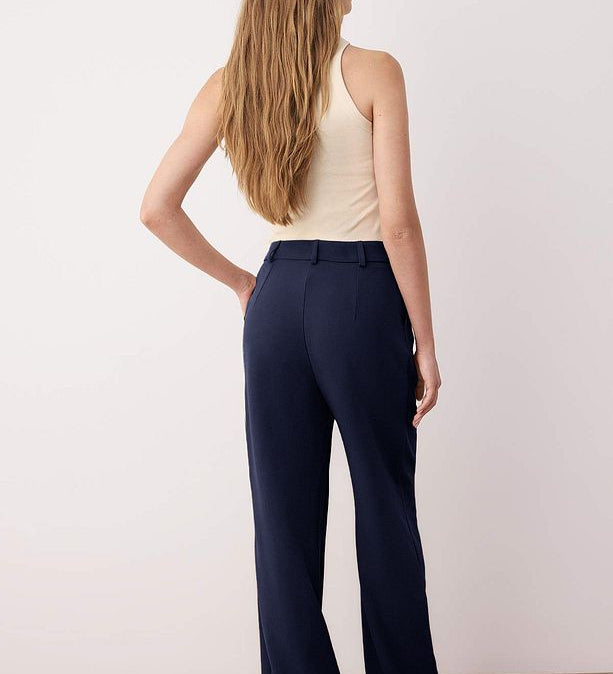 Women’s High-Waisted Beige Wide-Leg Trousers – Tailored Workwear Pants | Atikastyle