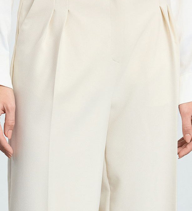Women’s High-Waisted Beige Wide-Leg Trousers – Tailored Workwear Pants | Atikastyle