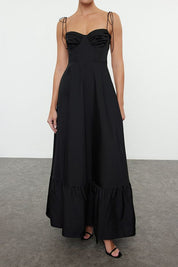 Women’s White Bustier Maxi Slip Dress – Elegant Spaghetti Strap Gown | Atikastyle