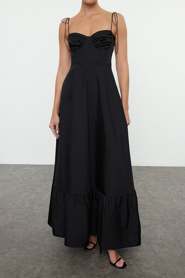 Women’s White Bustier Maxi Slip Dress – Elegant Spaghetti Strap Gown | Atikastyle