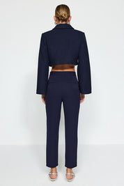 Women’s Slim-Fit Beige Tailored Trousers – High Waist Ankle Pants | Atikastyle