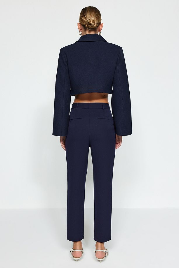 Women’s Slim-Fit Beige Tailored Trousers – High Waist Ankle Pants | Atikastyle