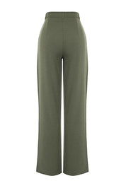 Olive Green High-Waist Tailored Pants – AtikaStyle