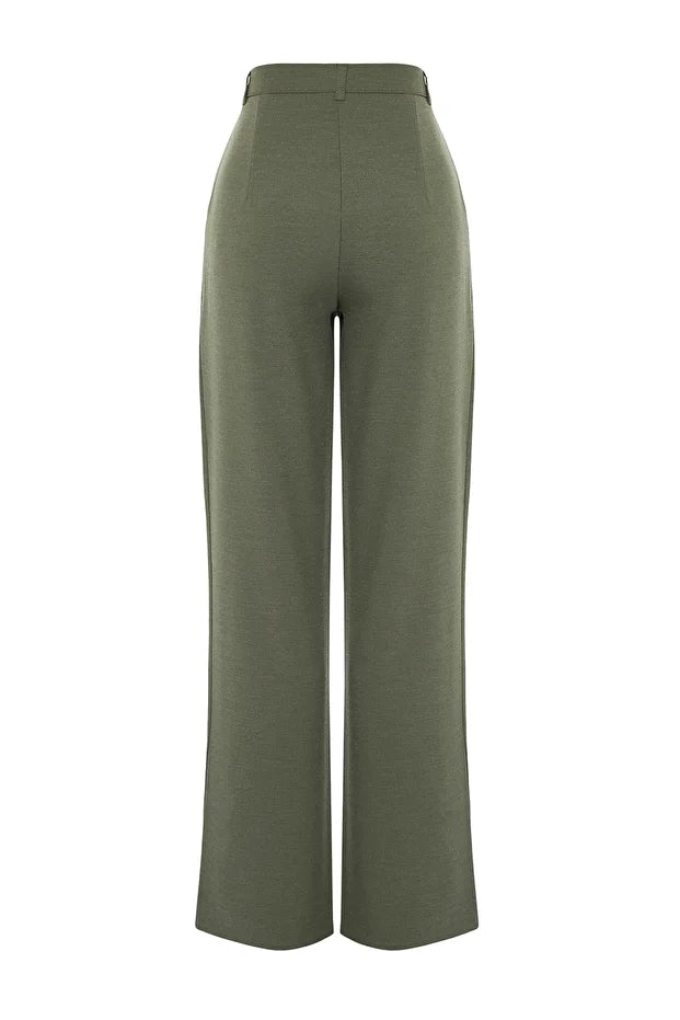 Olive Green High-Waist Tailored Pants – AtikaStyle