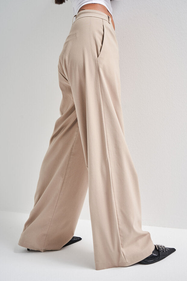 Charcoal Wide-Leg Tailored Trousers – AtikaStyle