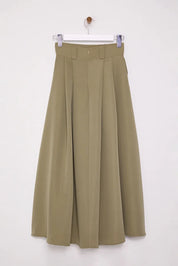 Mink Pleated Maxi Length Woven Skirt